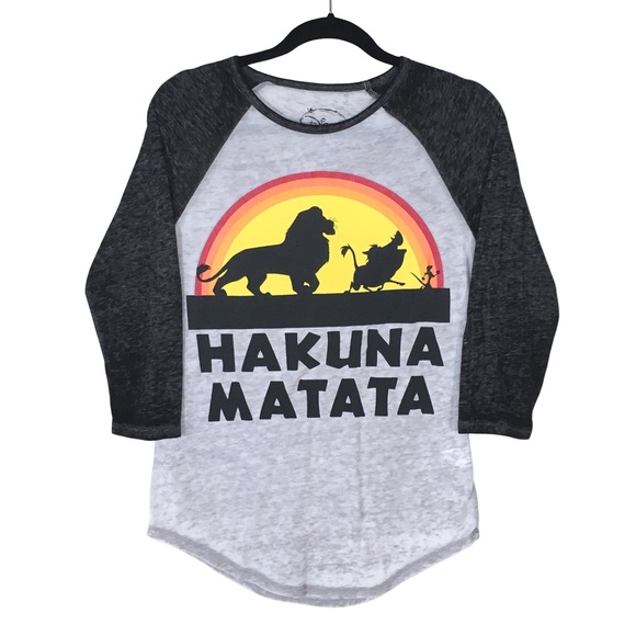 Disney Tops - Disney Lion King 'Hakuna Matata' Raglan T-Shirt, Small Juniors, Pre-Loved